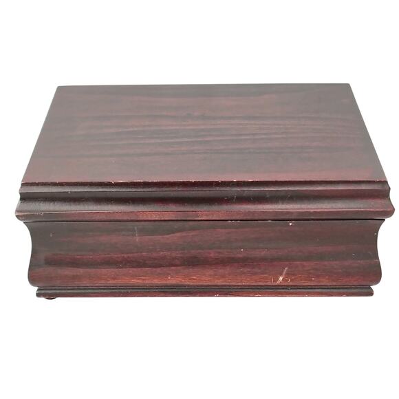 Eureka MFG Reed & Barton Wooden Jewelry Box Chest Red Velvet Lined Tier Vtg USA - Picture 1 of 13